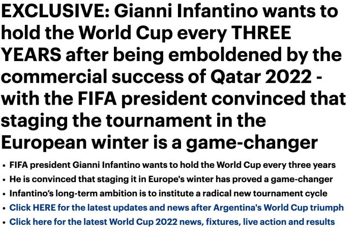 卡塔尔世界杯的成功启示：因凡蒂诺提出的三年